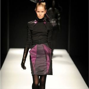 Jean-Pierre Braganza 100% Silk Tuxedo Runway Pencil Skirt